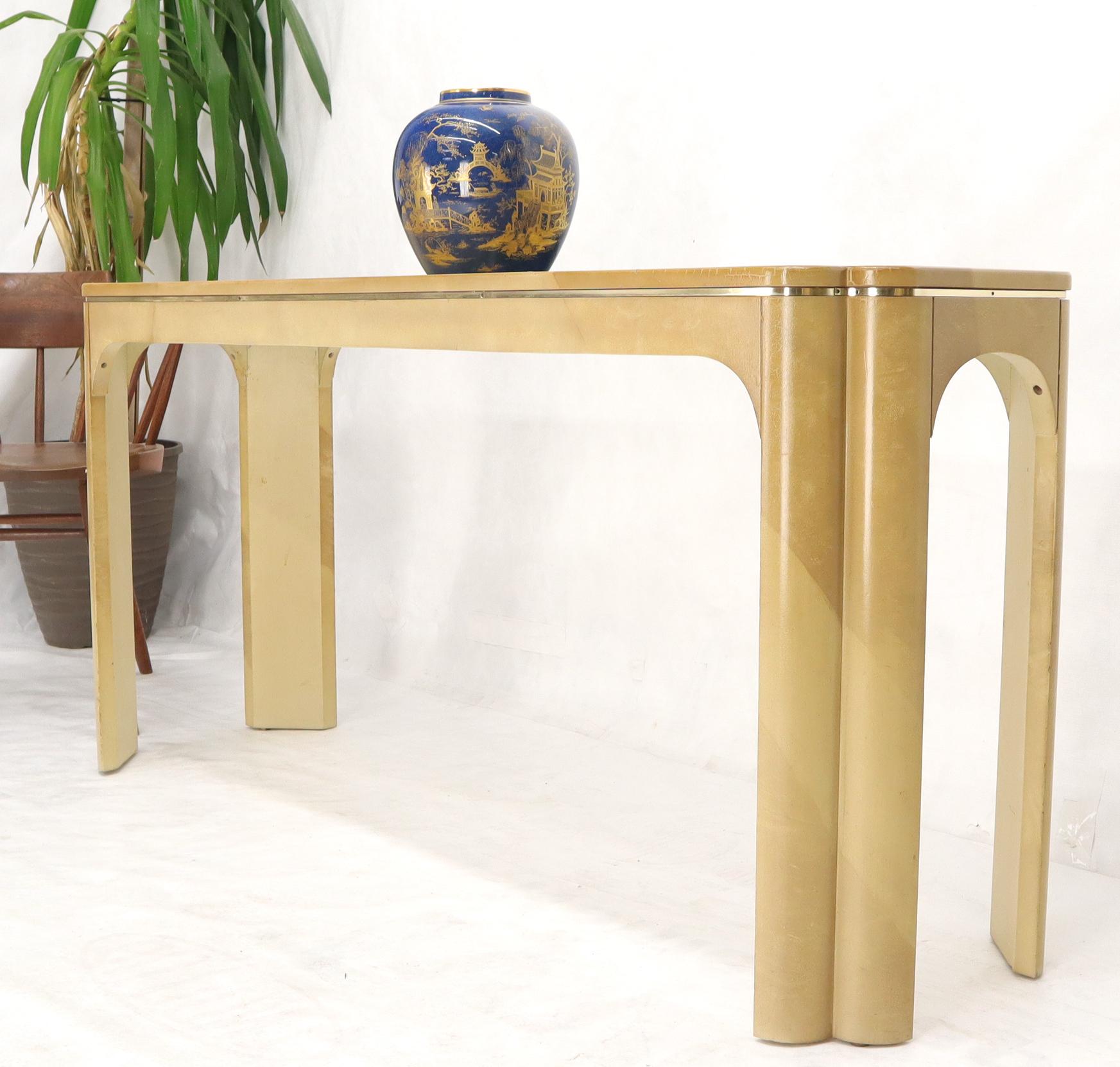 EstablishedLines Faux Goat Skin Tan Console Sofa Table