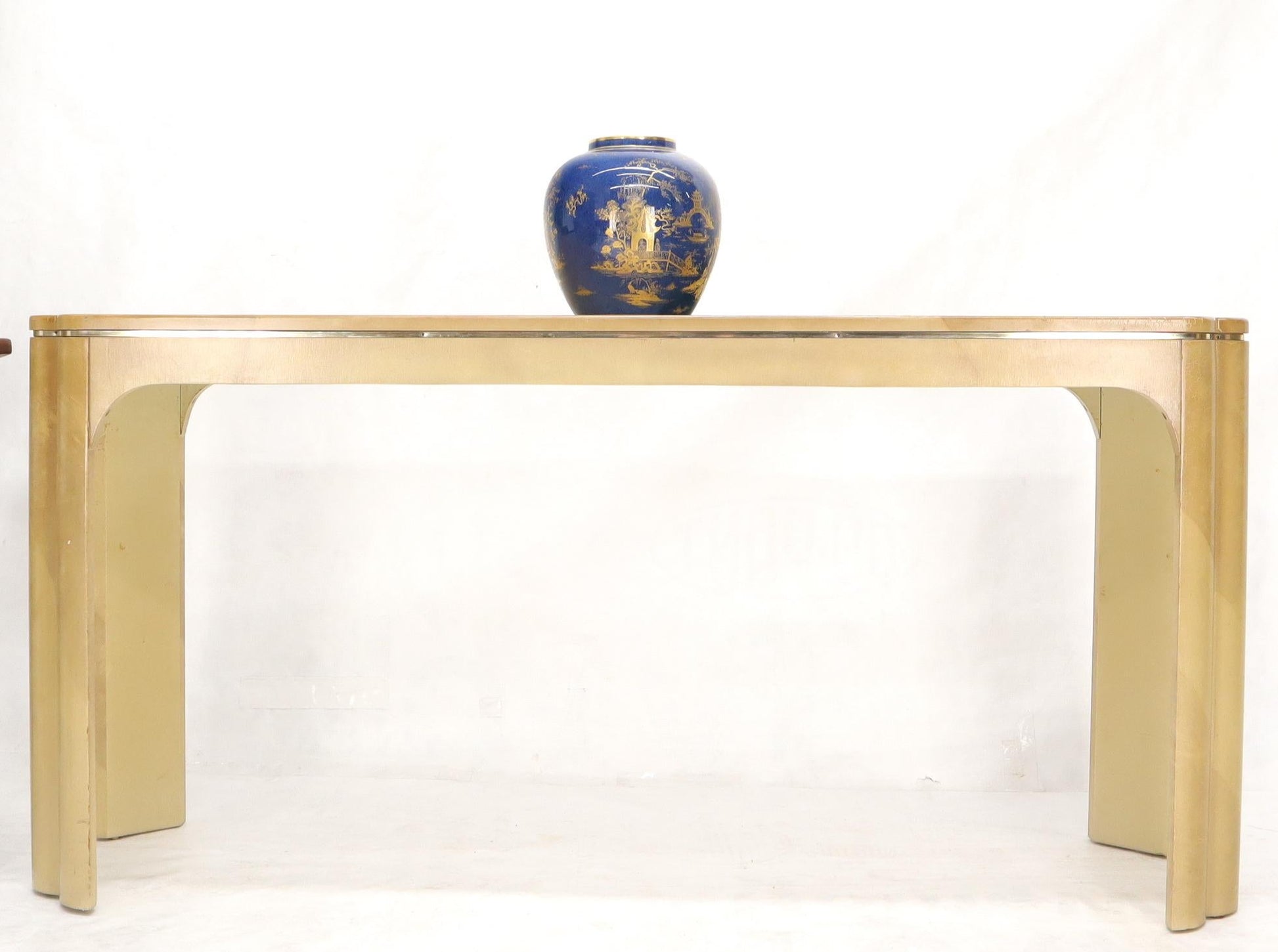EstablishedLines Faux Goat Skin Tan Console Sofa Table