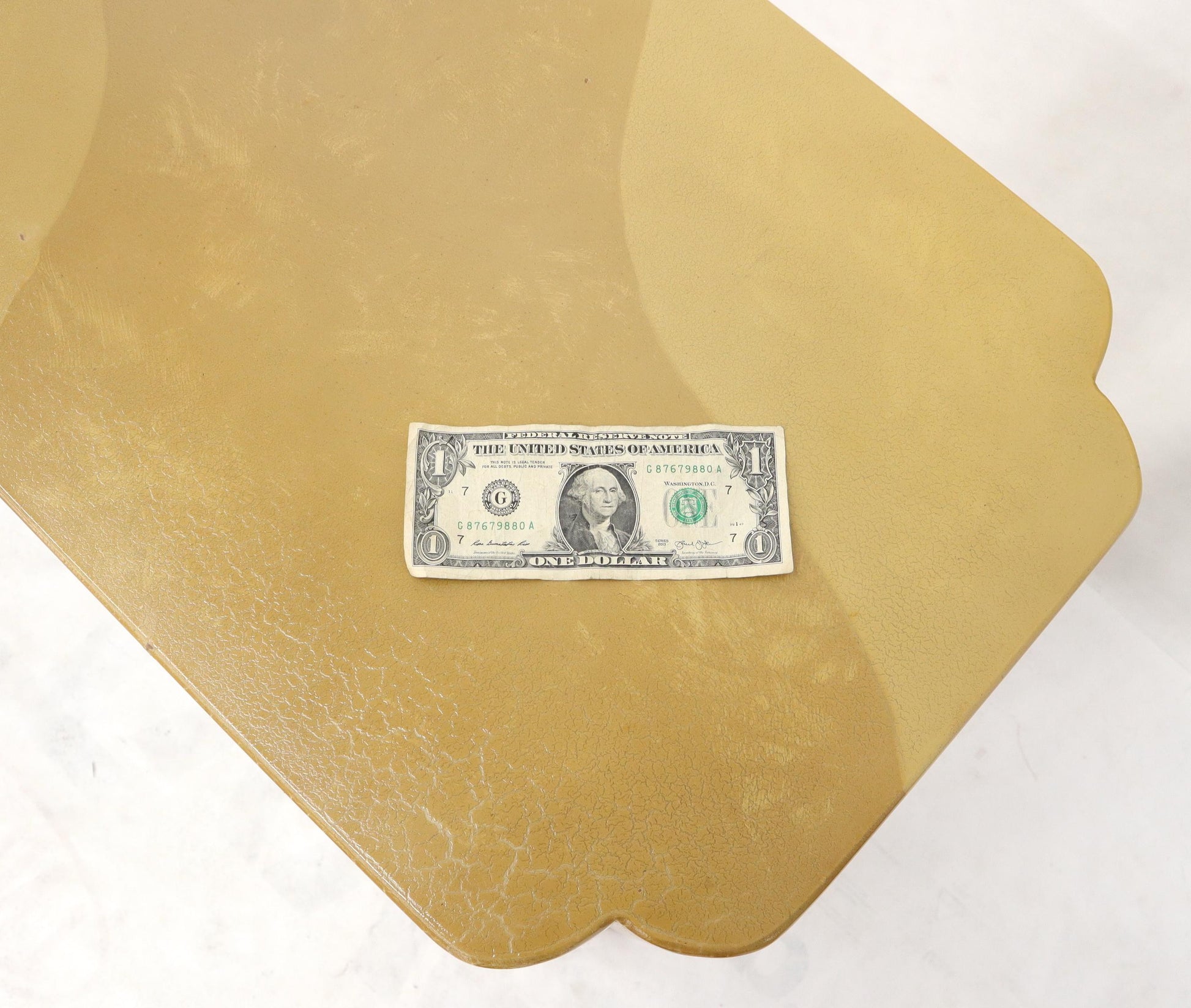 EstablishedLines Faux Goat Skin Tan Console Sofa Table