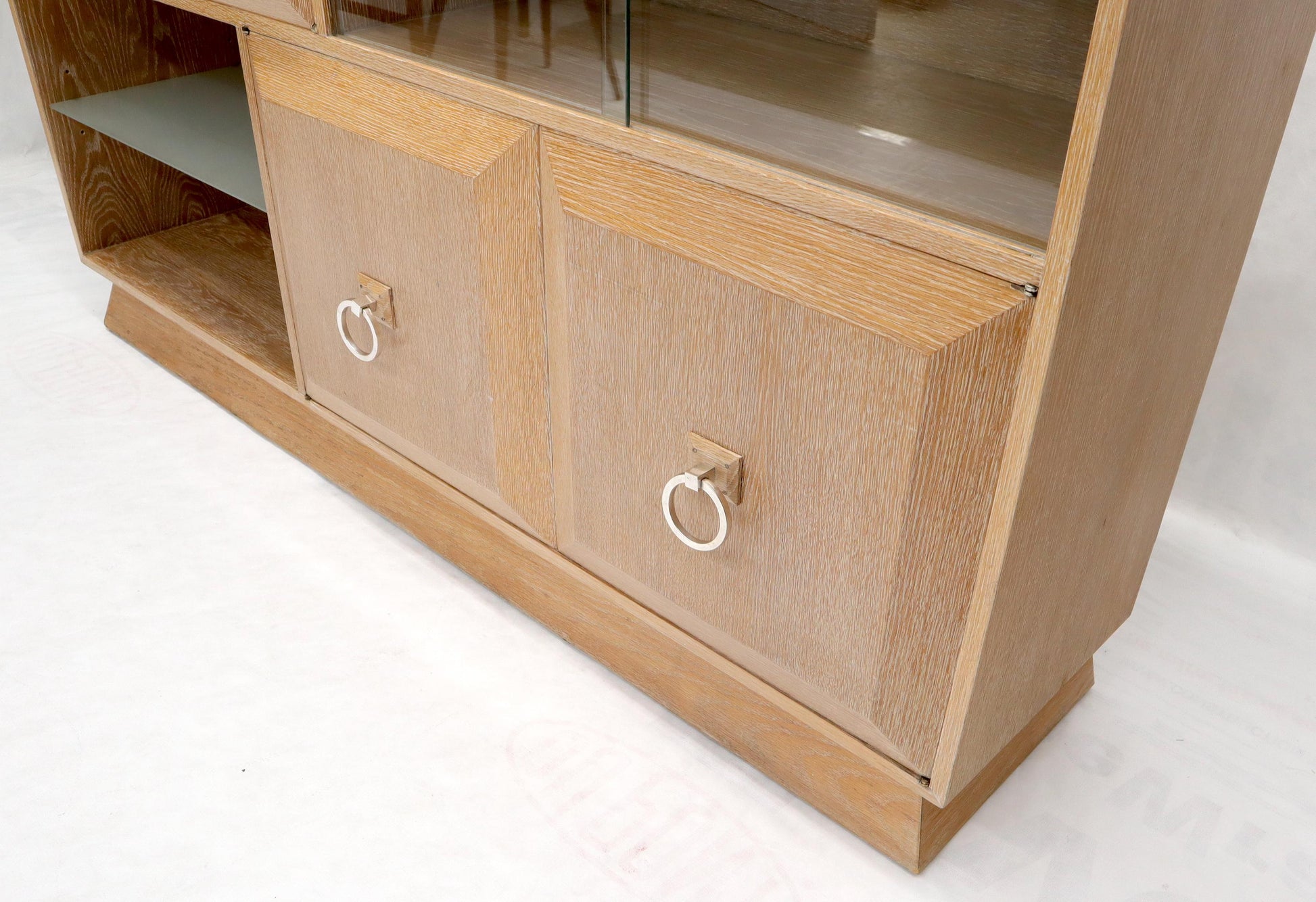 EstablishedLines Cerused White Wash Oak Drop Front Secretary Desk Bookcase Credenza