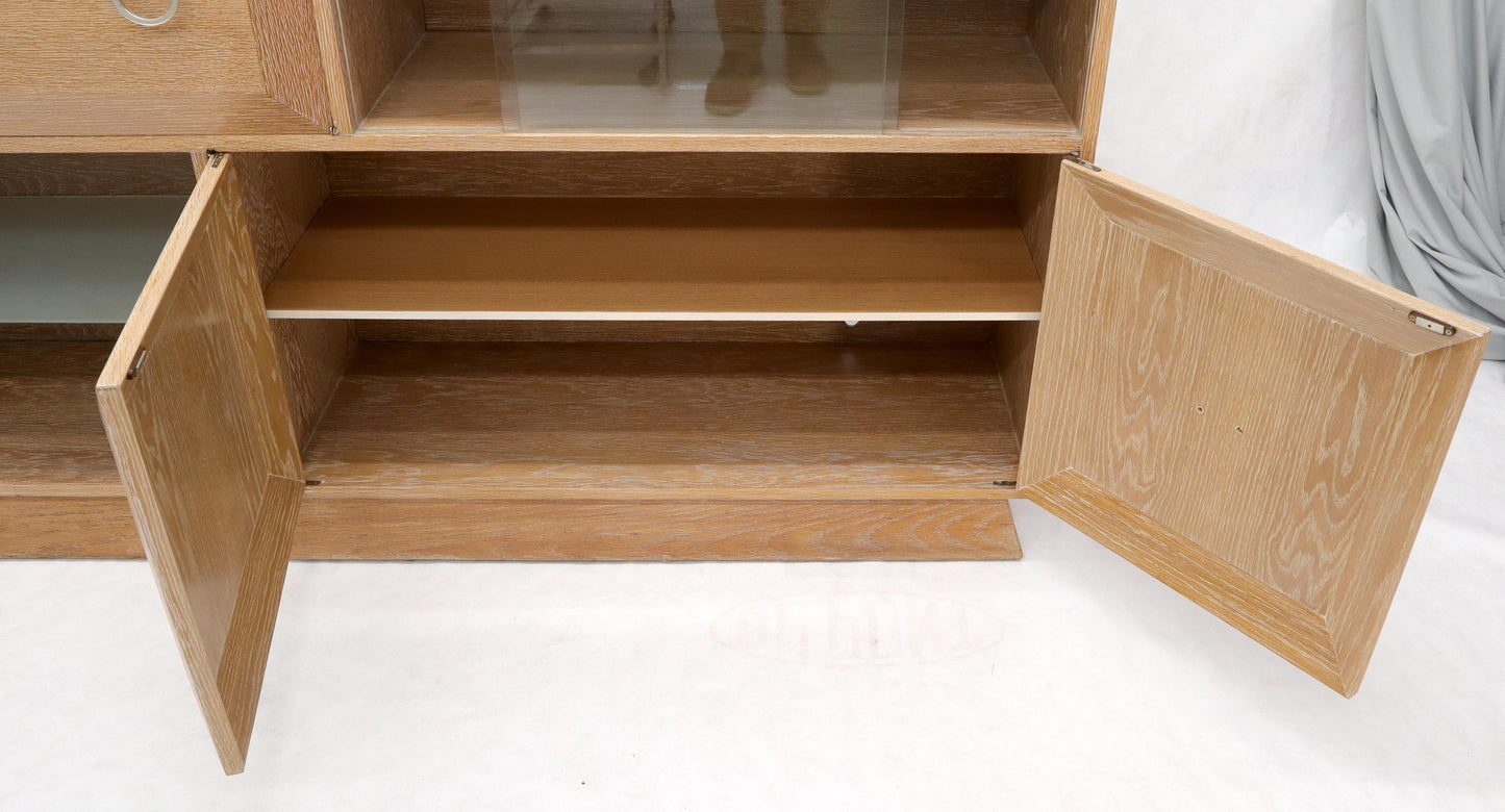 EstablishedLines Cerused White Wash Oak Drop Front Secretary Desk Bookcase Credenza