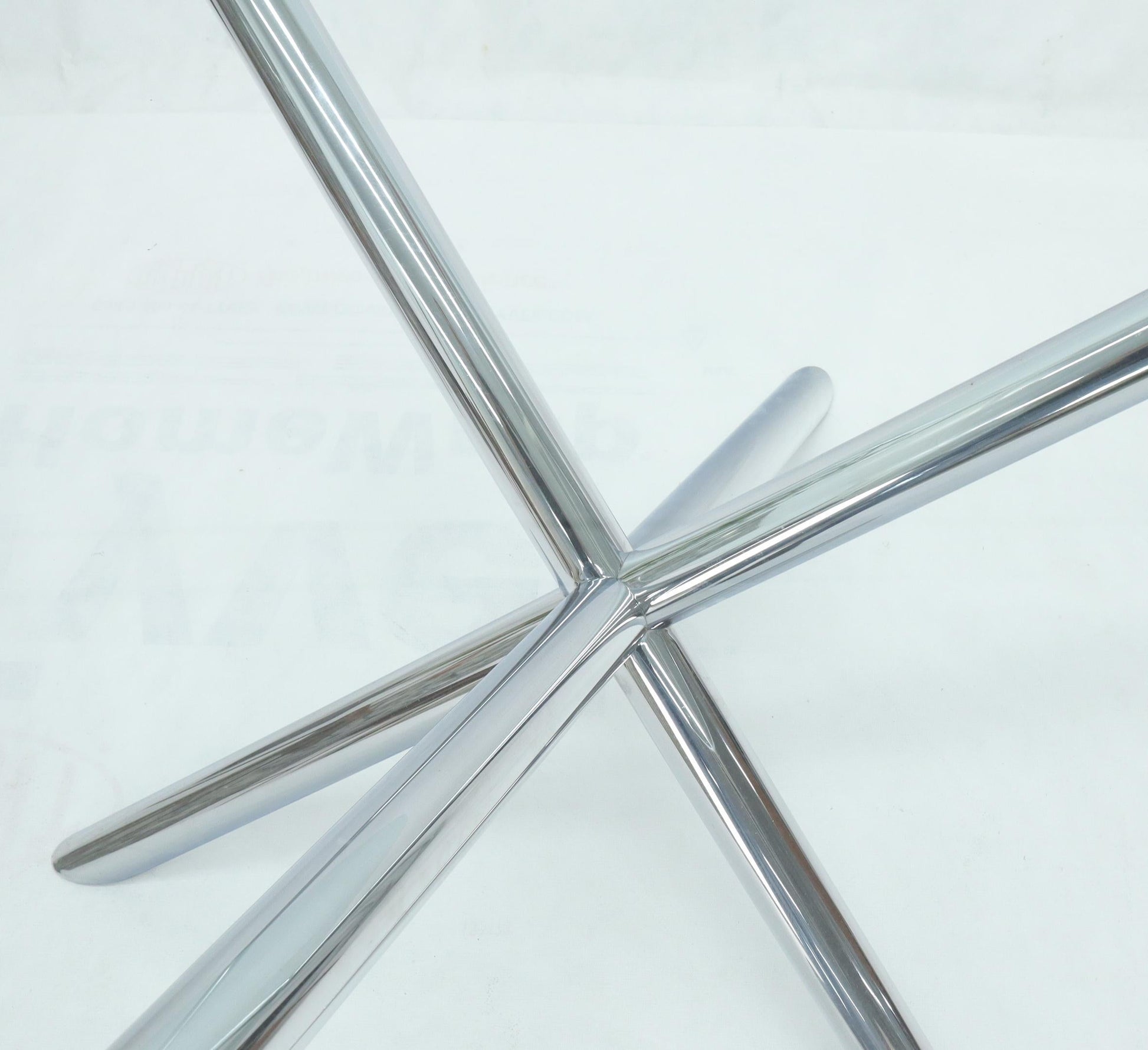 EstablishedLines Jack Shape Large Polished Chrome Round Glass Top Dining Table