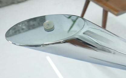 EstablishedLines Jack Shape Large Polished Chrome Round Glass Top Dining Table