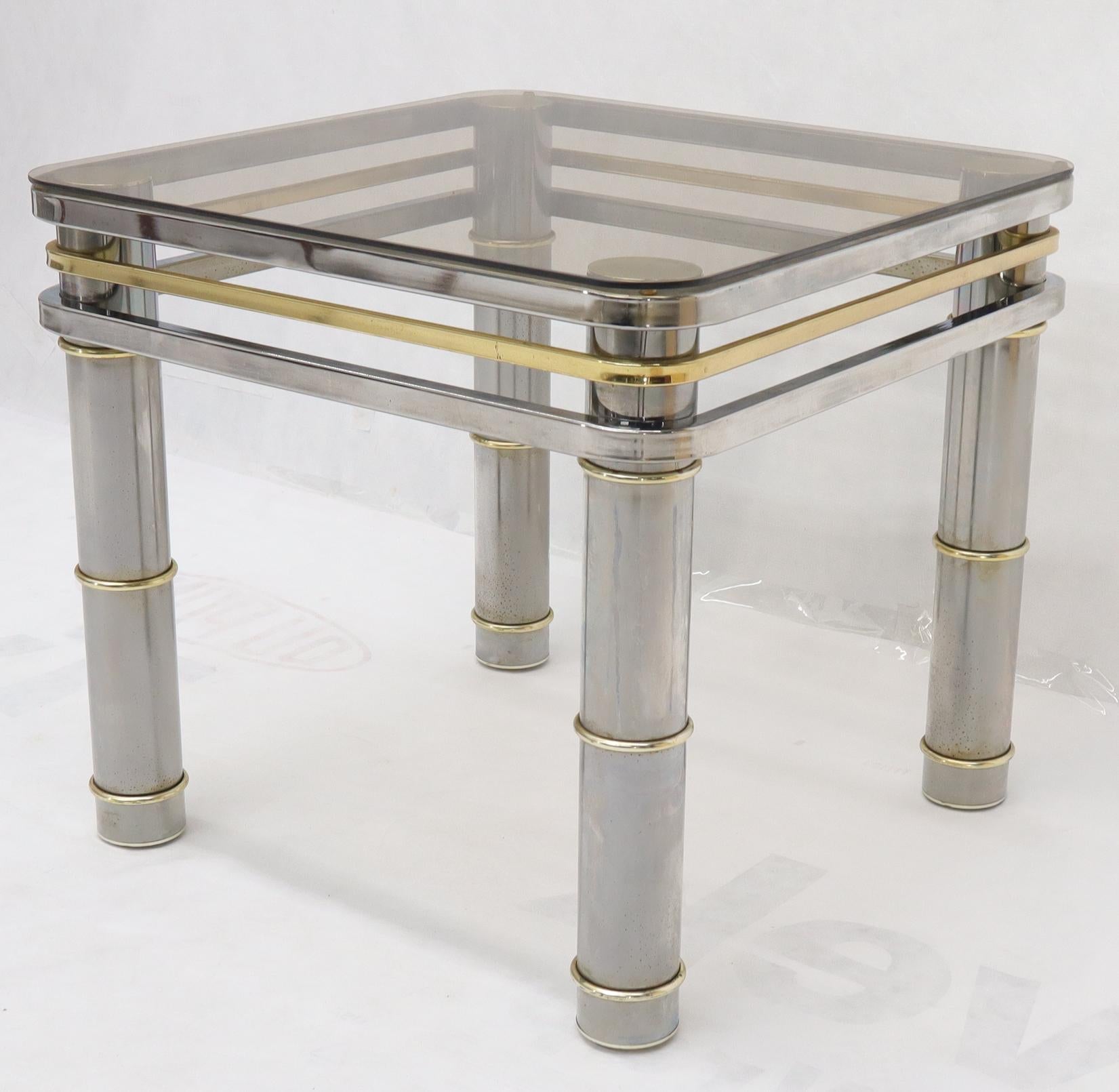 EstablishedLines Chrome Brass Smoked Glass Side End Coffee Table Stand