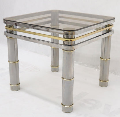 EstablishedLines Chrome Brass Smoked Glass Side End Coffee Table Stand