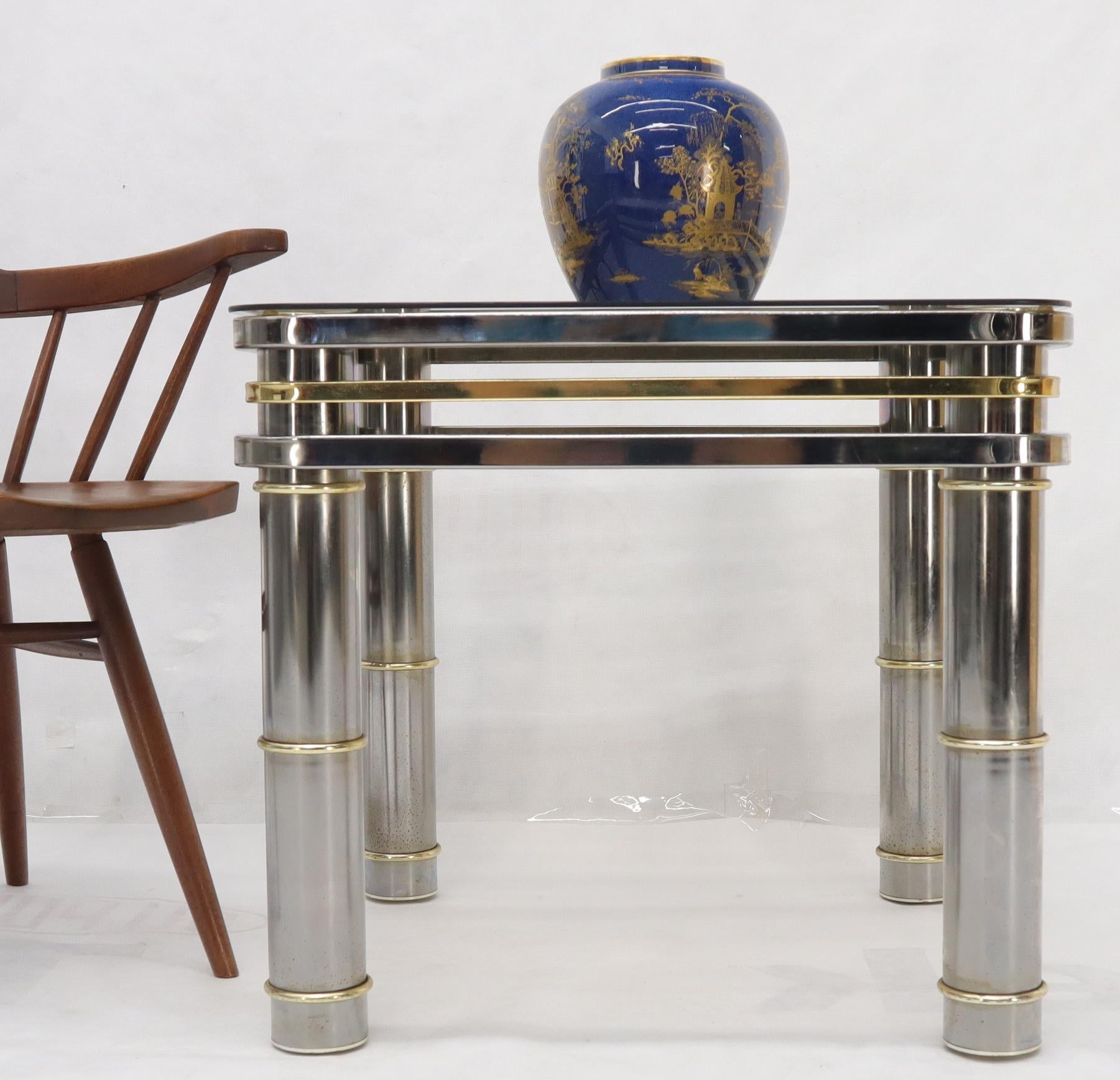 EstablishedLines Chrome Brass Smoked Glass Side End Coffee Table Stand