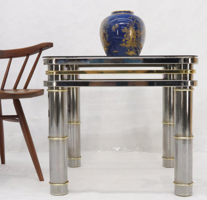 EstablishedLines Chrome Brass Smoked Glass Side End Coffee Table Stand