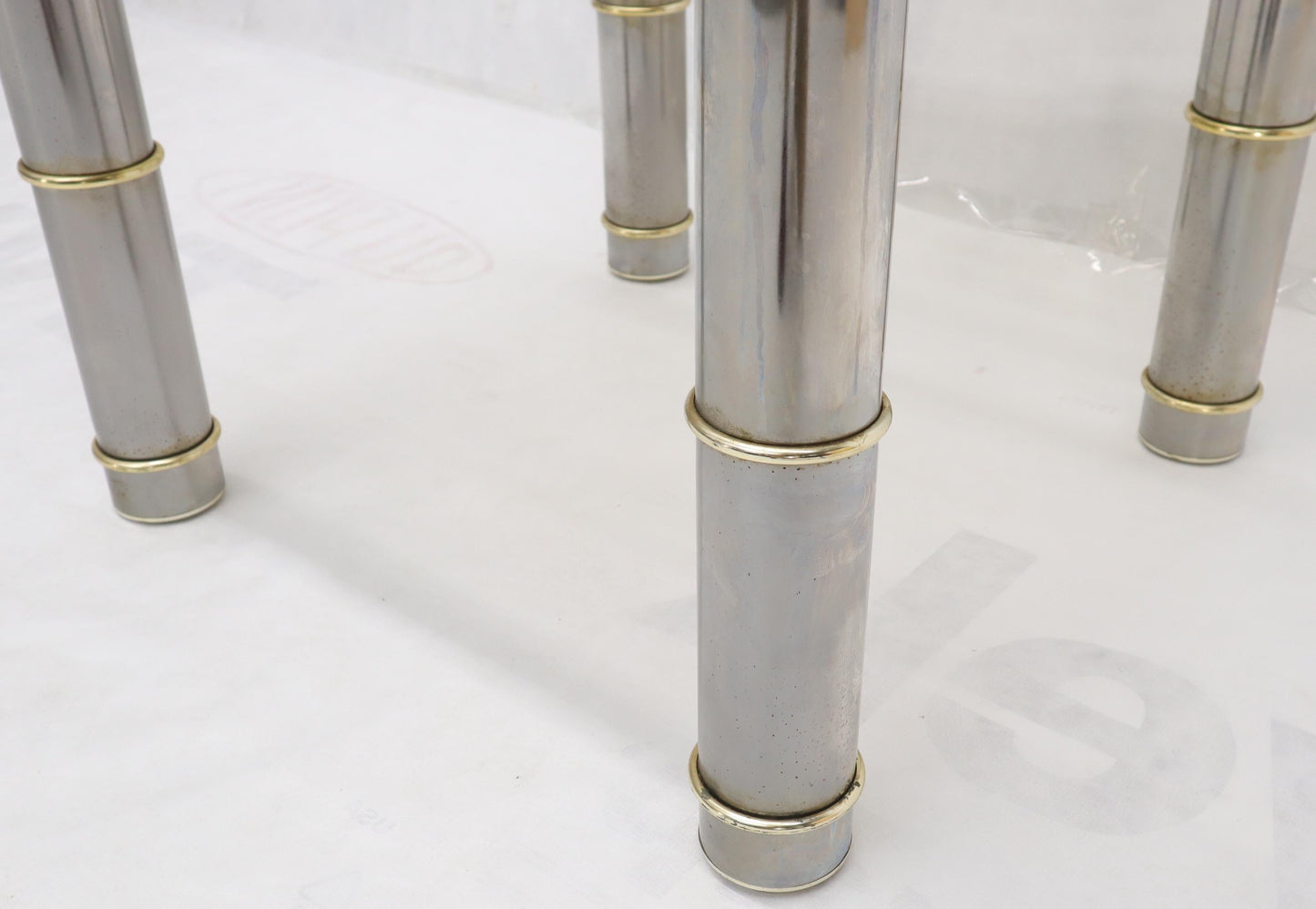 EstablishedLines Chrome Brass Smoked Glass Side End Coffee Table Stand