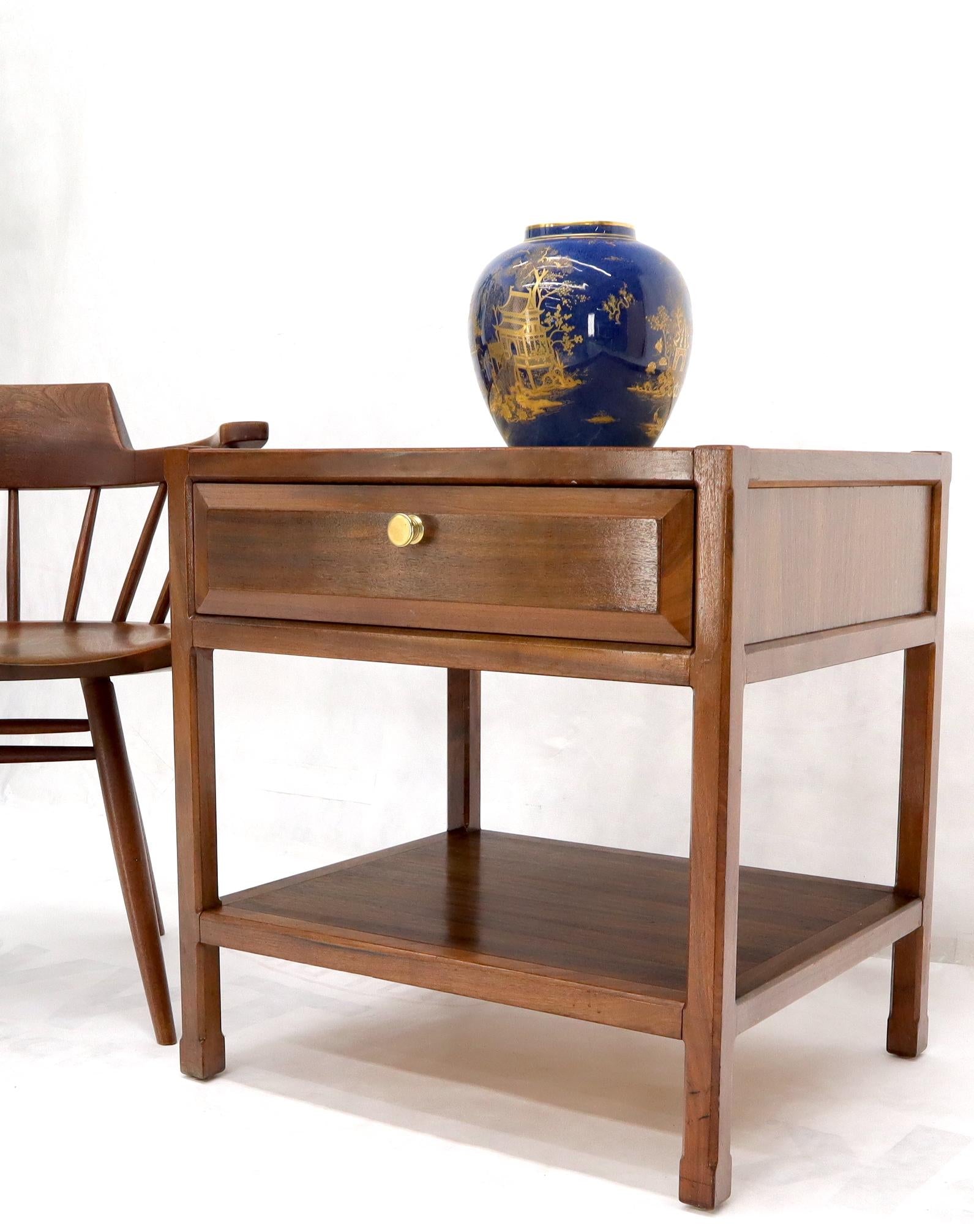 EstablishedLines John Widdicomb Solid Walnut Oak Interior Travertine Top End Table Stand