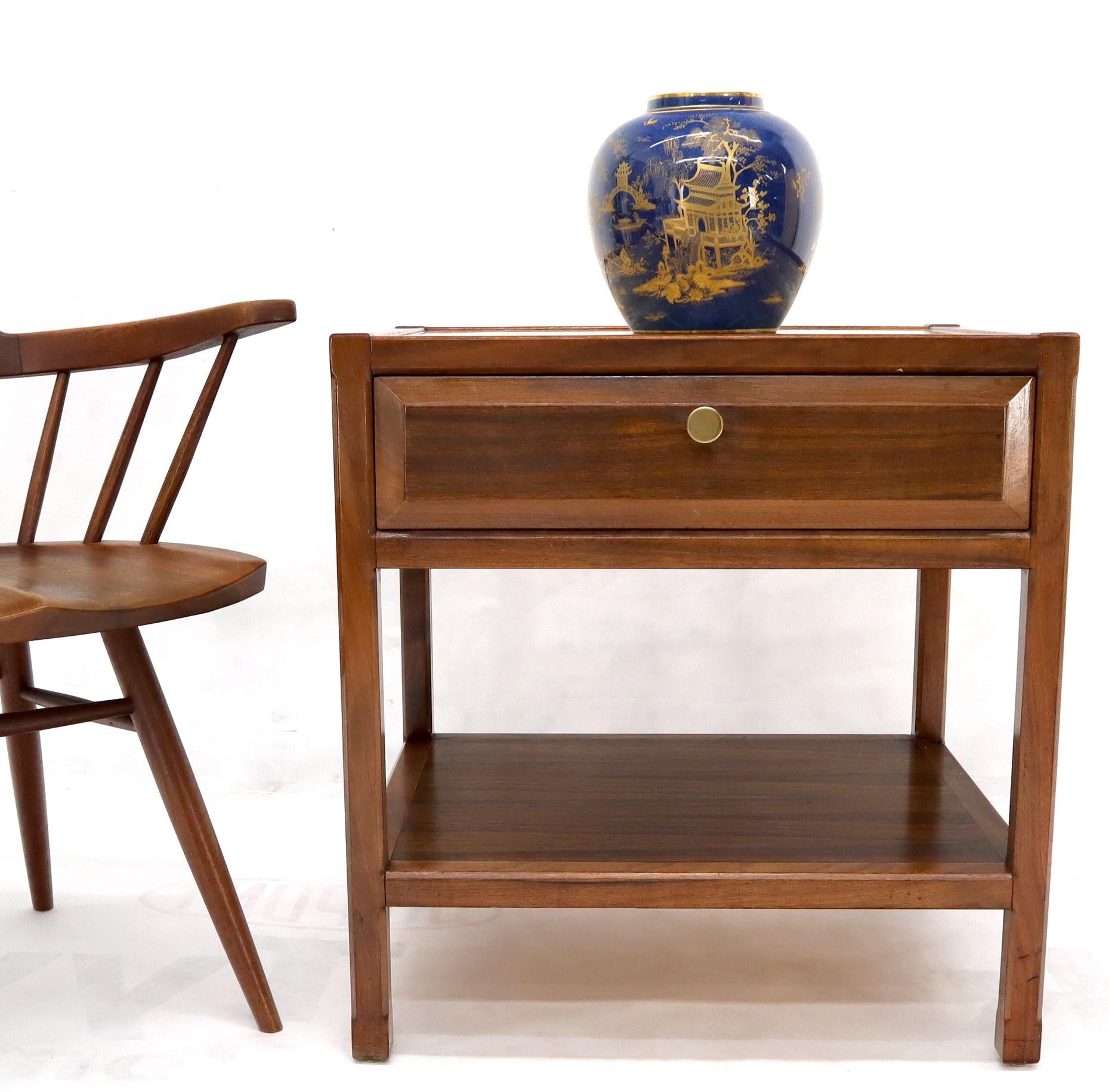 EstablishedLines John Widdicomb Solid Walnut Oak Interior Travertine Top End Table Stand