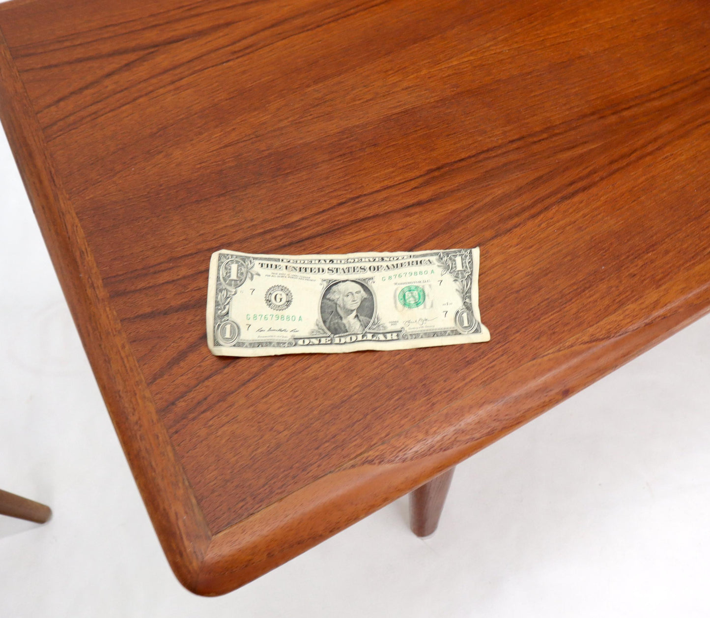 EstablishedLines Danish Teak Mid-Century Modern Rectangular Coffee Table with Cane Shelf