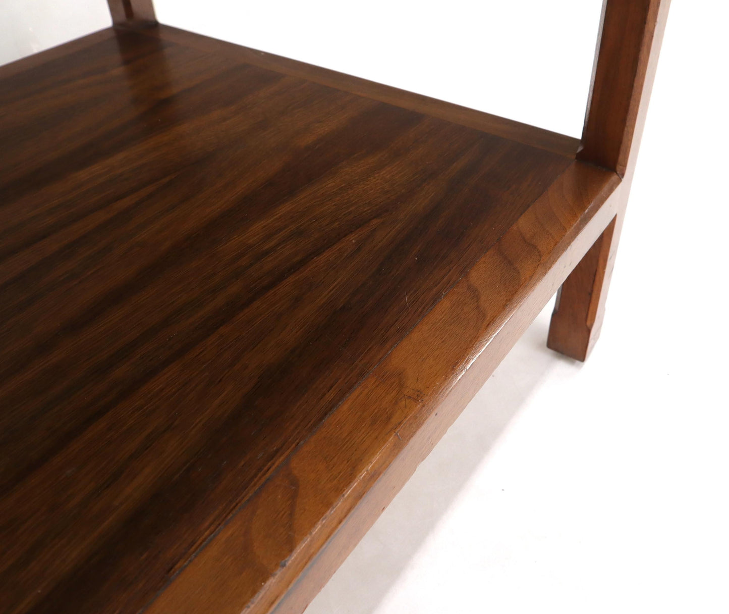 EstablishedLines John Widdicomb Solid Walnut Oak Interior Travertine Top End Table Stand
