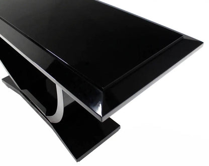 Black Lacquer U-Shape Arched Base Console Table by Drexel