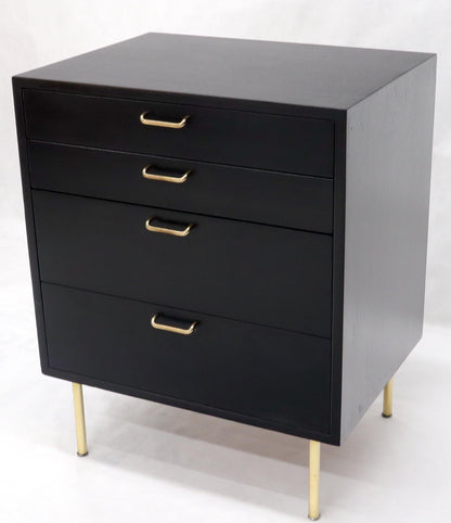 EstablishedLines Harvey Probber Black Lacquer Mahogany Brass Hardware and Legs 4 Drawer Chest