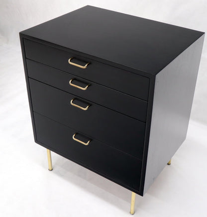 EstablishedLines Harvey Probber Black Lacquer Mahogany Brass Hardware and Legs 4 Drawer Chest