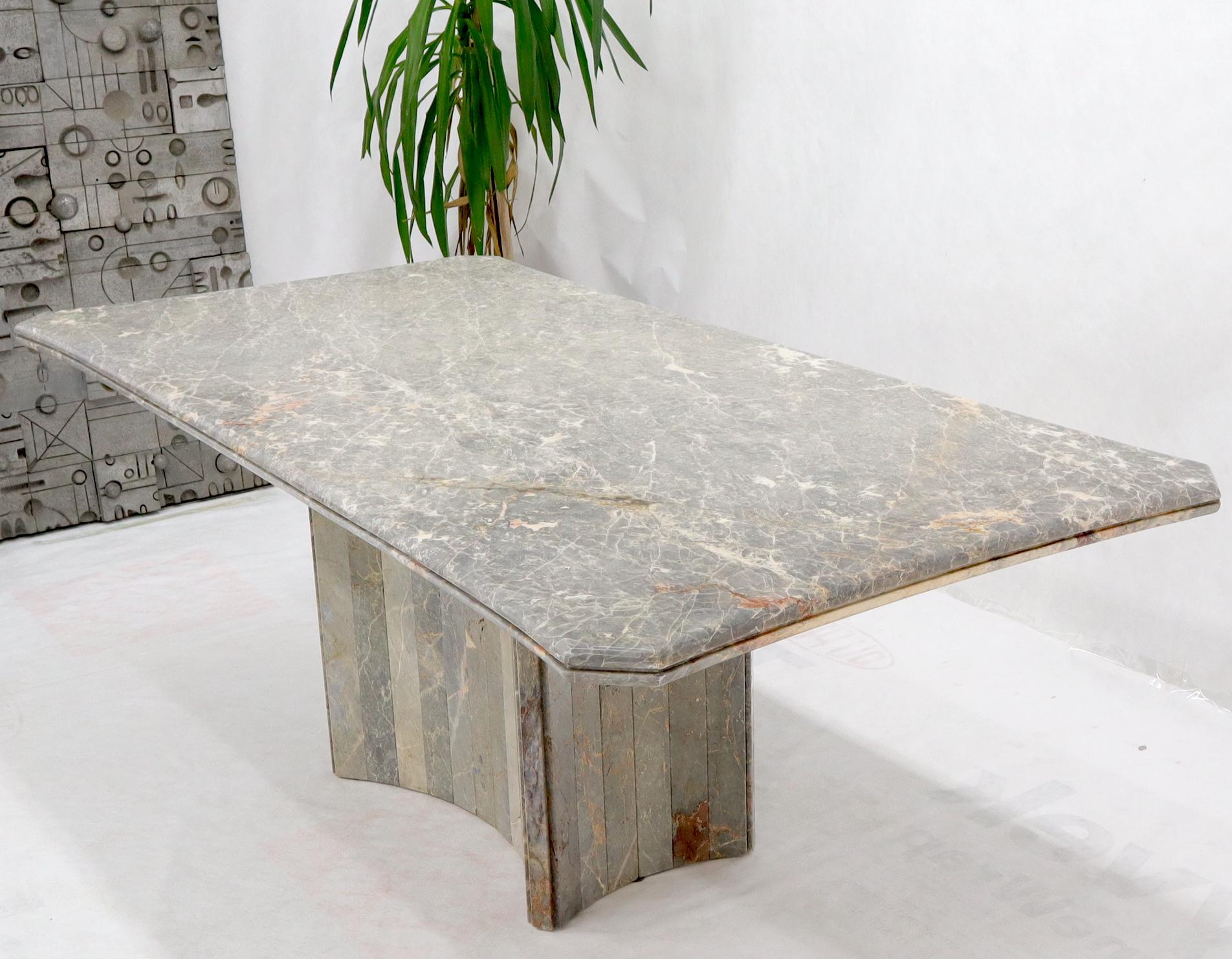 EstablishedLines Rectangle Concave Shape Large Marble-Top Single Pedestal Dining Conference Table