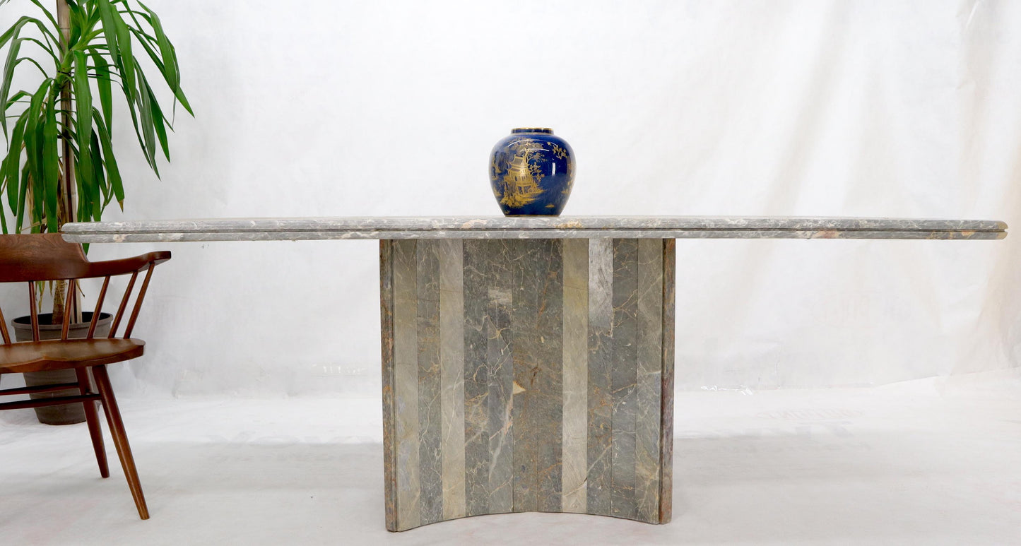EstablishedLines Rectangle Concave Shape Large Marble-Top Single Pedestal Dining Conference Table