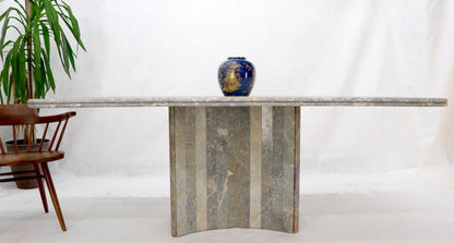 EstablishedLines Rectangle Concave Shape Large Marble-Top Single Pedestal Dining Conference Table