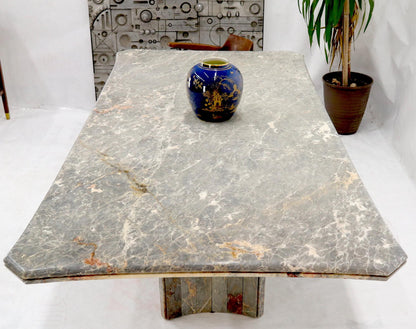 EstablishedLines Rectangle Concave Shape Large Marble-Top Single Pedestal Dining Conference Table