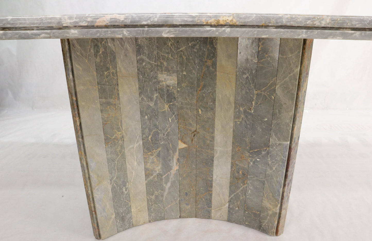 EstablishedLines Rectangle Concave Shape Large Marble-Top Single Pedestal Dining Conference Table