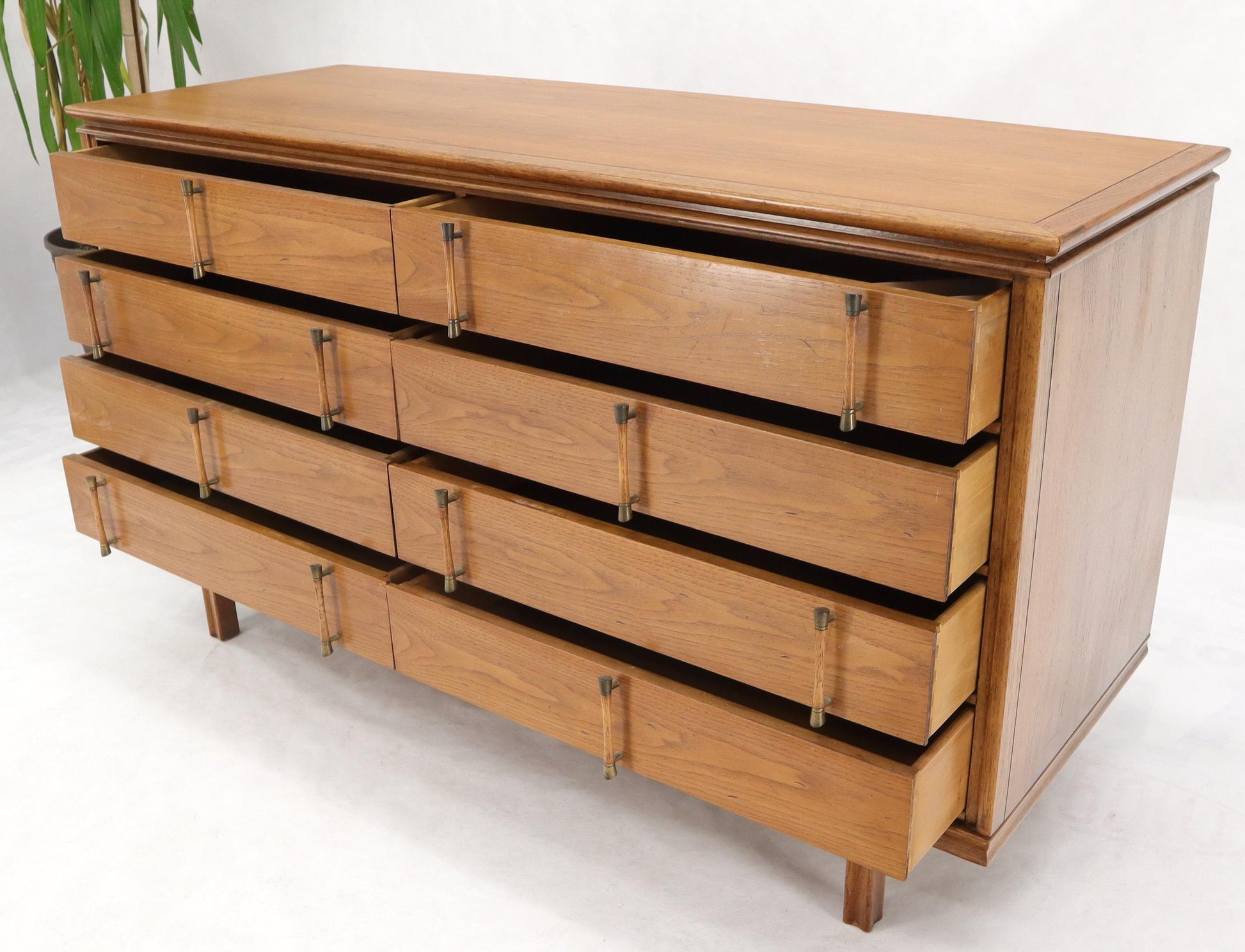 EstablishedLines Decorative Light Walnut Faux Bamboo Pulls 8 Drawers Dresser
