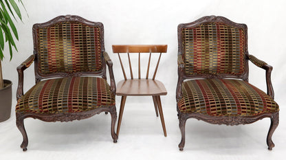 EstablishedLines Pair of Wide Carved French Provincial Style Lounge Living Room Fireside Chairs
