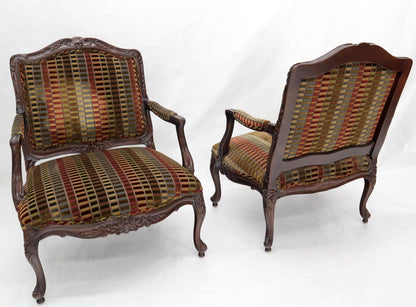 EstablishedLines Pair of Wide Carved French Provincial Style Lounge Living Room Fireside Chairs