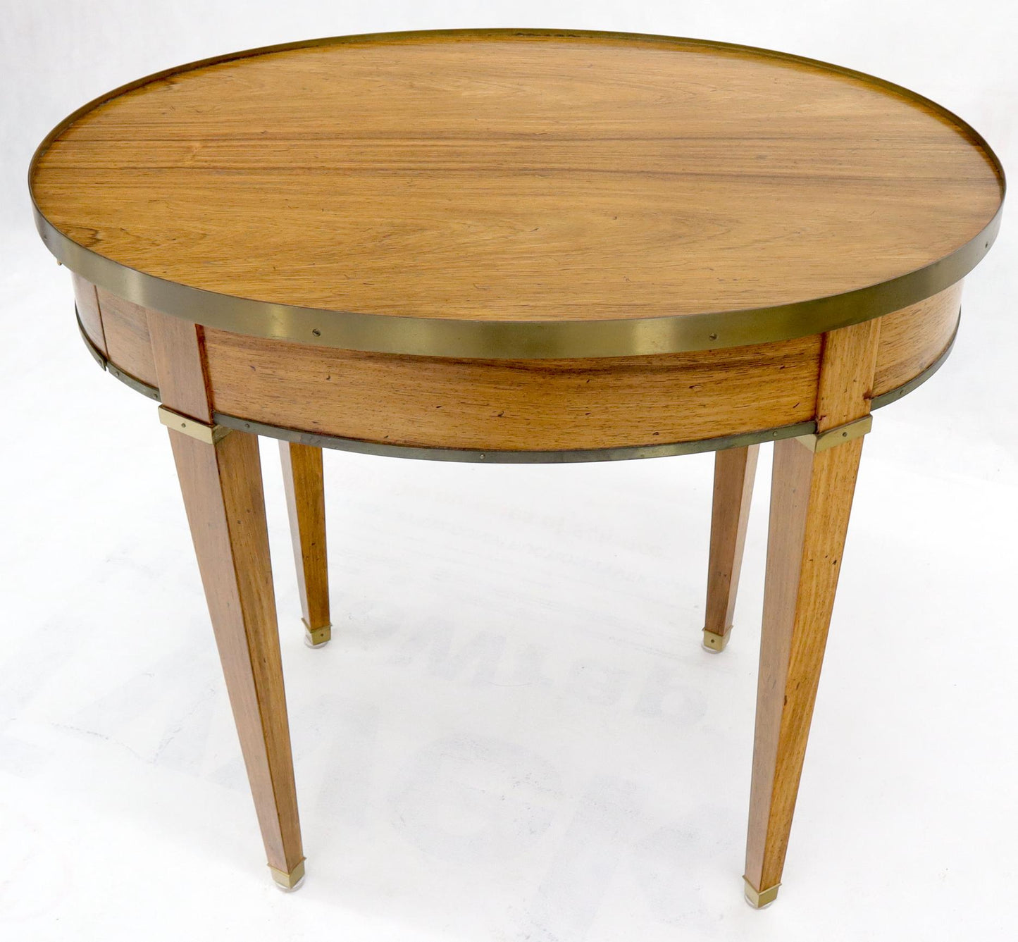 EstablishedLines Oval Brass Gallery One-Drawer End Side Table in Bleached Rosewood by Baker