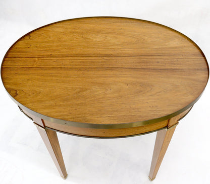 EstablishedLines Oval Brass Gallery One-Drawer End Side Table in Bleached Rosewood by Baker