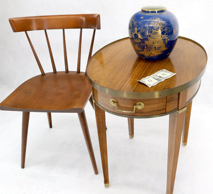 EstablishedLines Oval Brass Gallery One-Drawer End Side Table in Bleached Rosewood by Baker