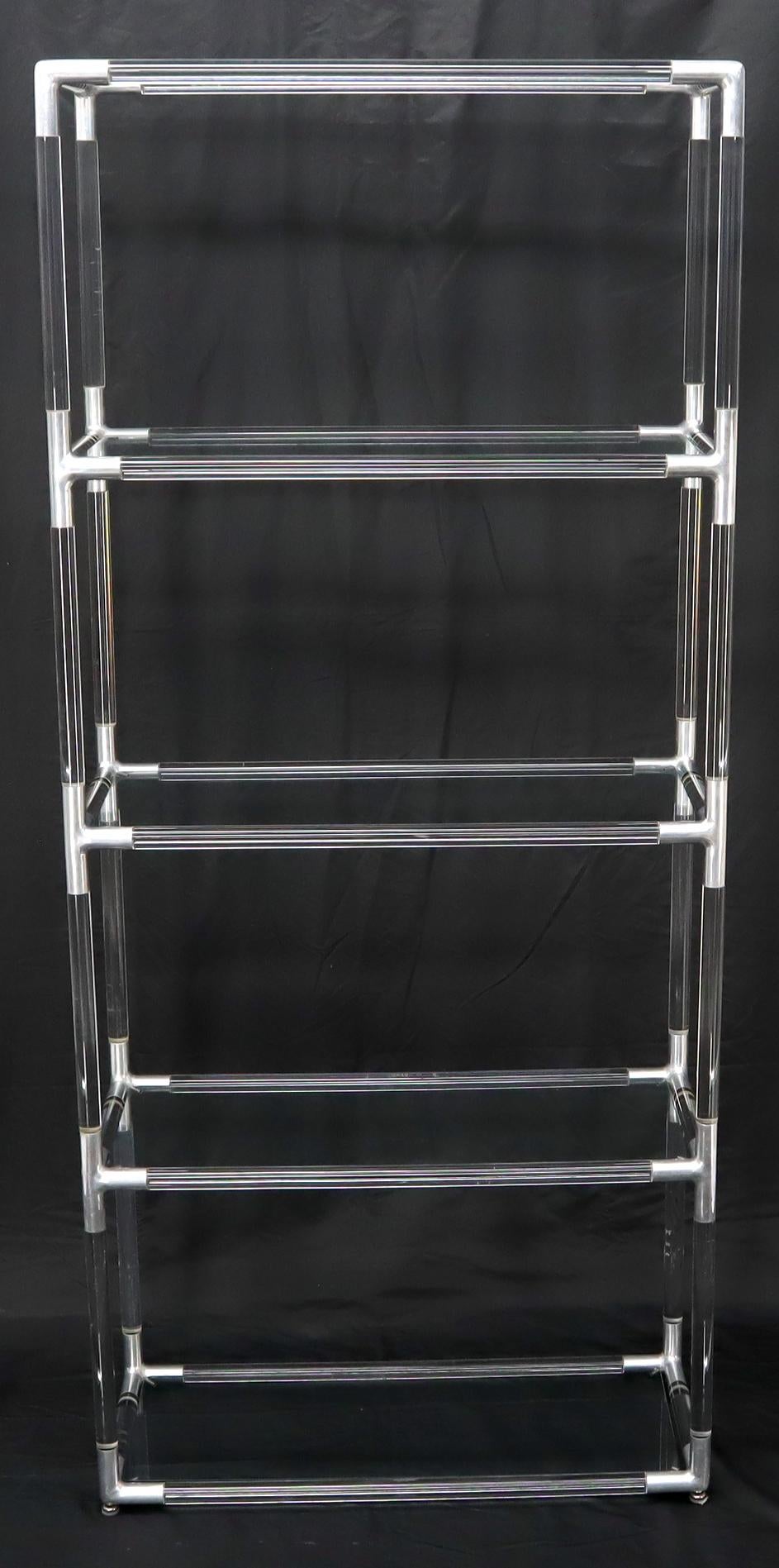EstablishedLines 5-Tier Lucite and Glass Mid-Century Modern Étagère Shelf Wall Unit