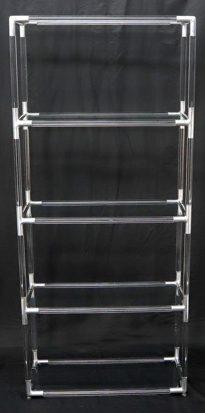 EstablishedLines 5-Tier Lucite and Glass Mid-Century Modern Étagère Shelf Wall Unit