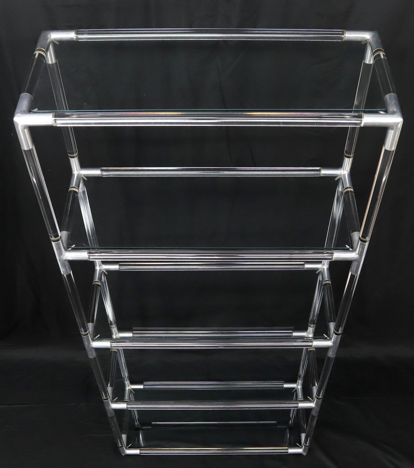 EstablishedLines 5-Tier Lucite and Glass Mid-Century Modern Étagère Shelf Wall Unit