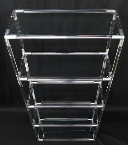 EstablishedLines 5-Tier Lucite and Glass Mid-Century Modern Étagère Shelf Wall Unit