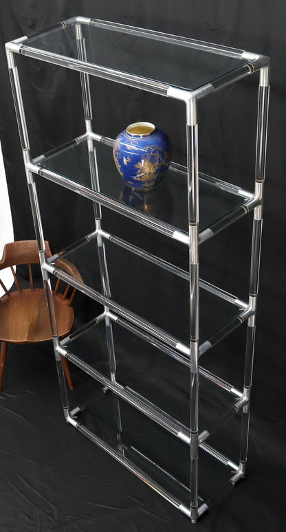 EstablishedLines 5-Tier Lucite and Glass Mid-Century Modern Étagère Shelf Wall Unit