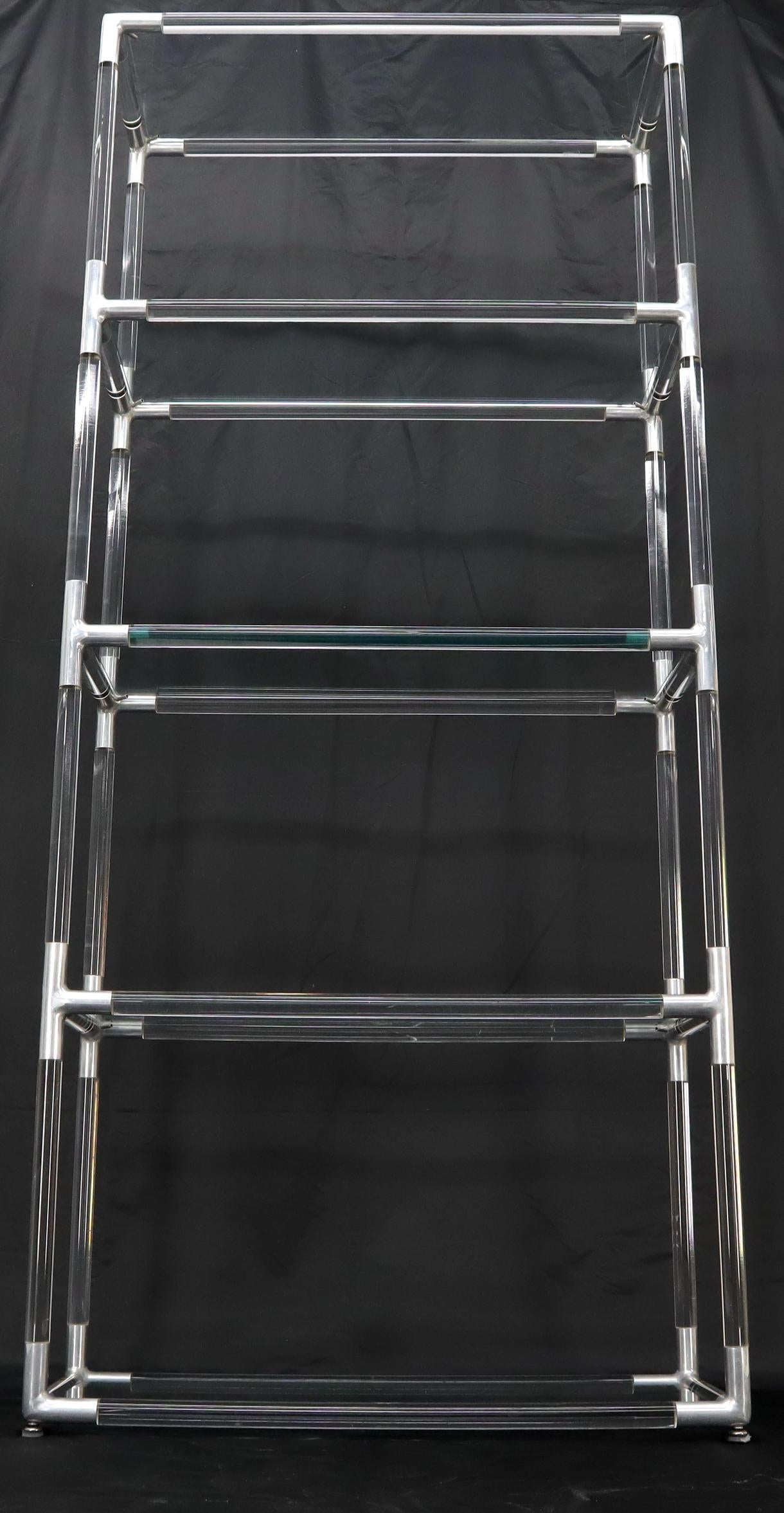 EstablishedLines 5-Tier Lucite and Glass Mid-Century Modern Étagère Shelf Wall Unit