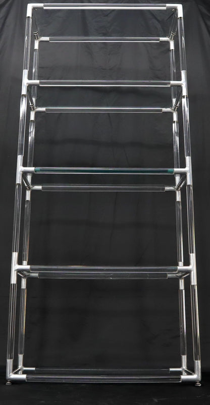 EstablishedLines 5-Tier Lucite and Glass Mid-Century Modern Étagère Shelf Wall Unit