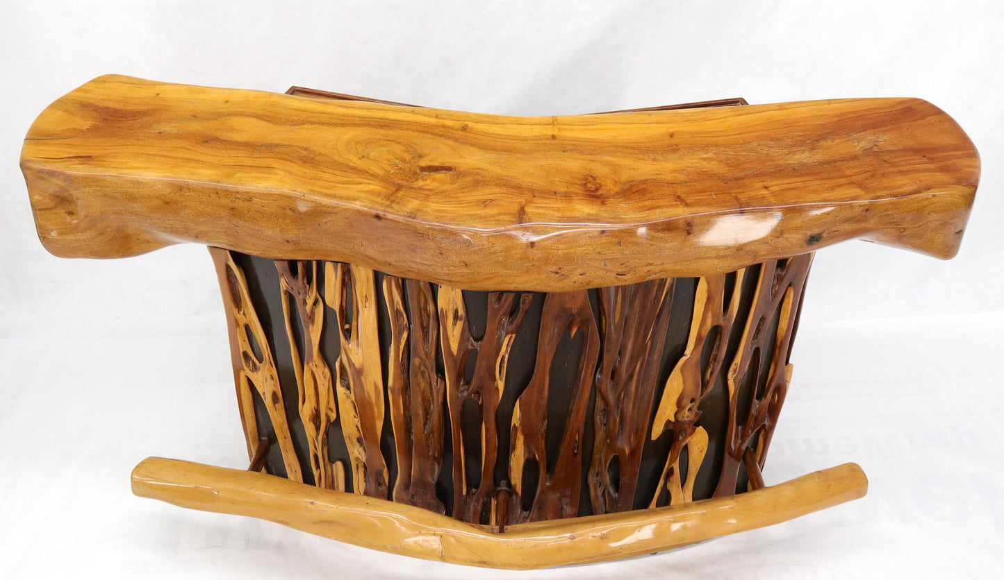 EstablishedLines Natural Organic Shape Thick Slab Top Rosewood Sides Cocktail Bar Liquor Cabinet