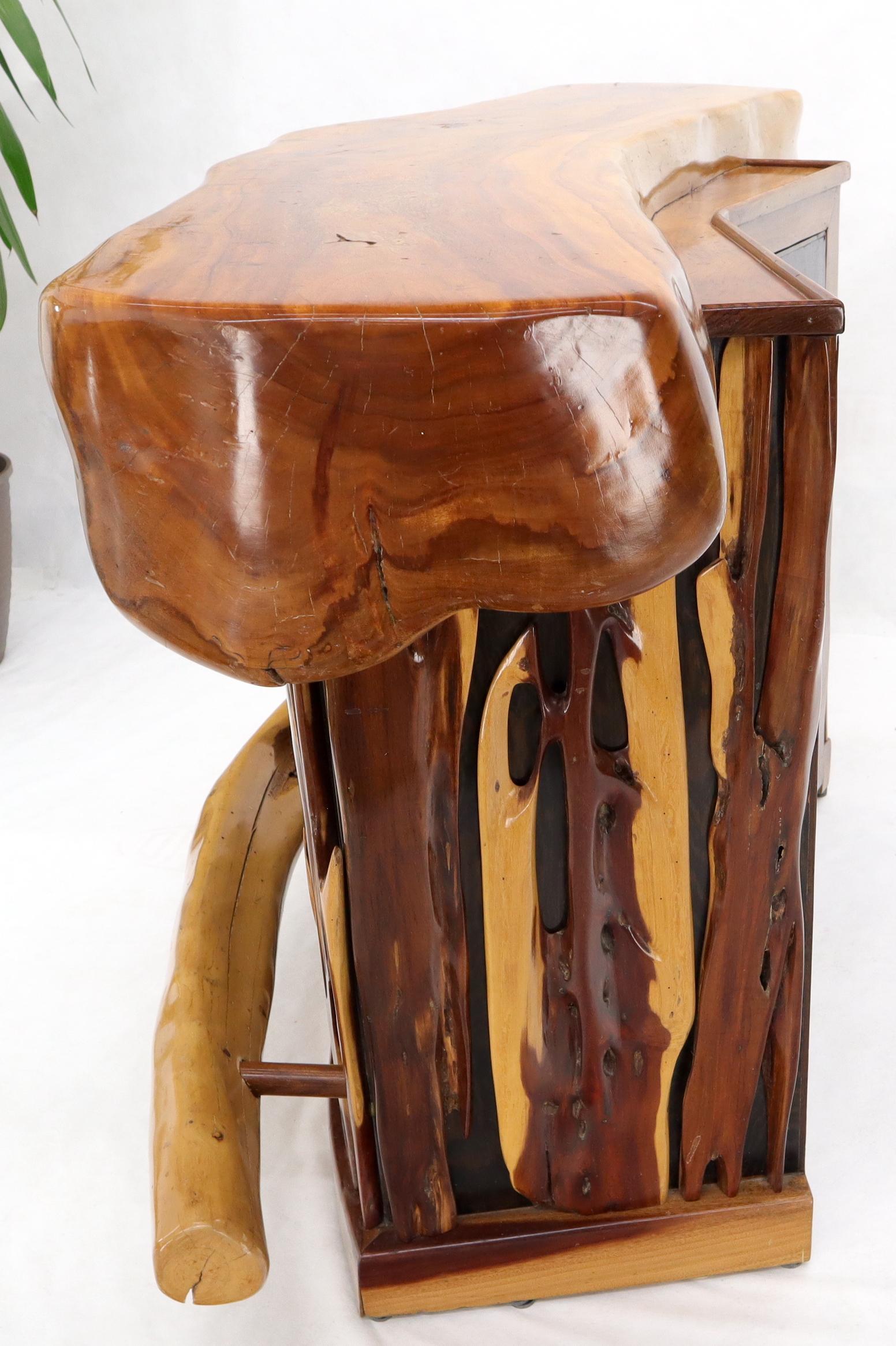 EstablishedLines Natural Organic Shape Thick Slab Top Rosewood Sides Cocktail Bar Liquor Cabinet