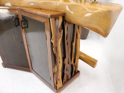 EstablishedLines Natural Organic Shape Thick Slab Top Rosewood Sides Cocktail Bar Liquor Cabinet
