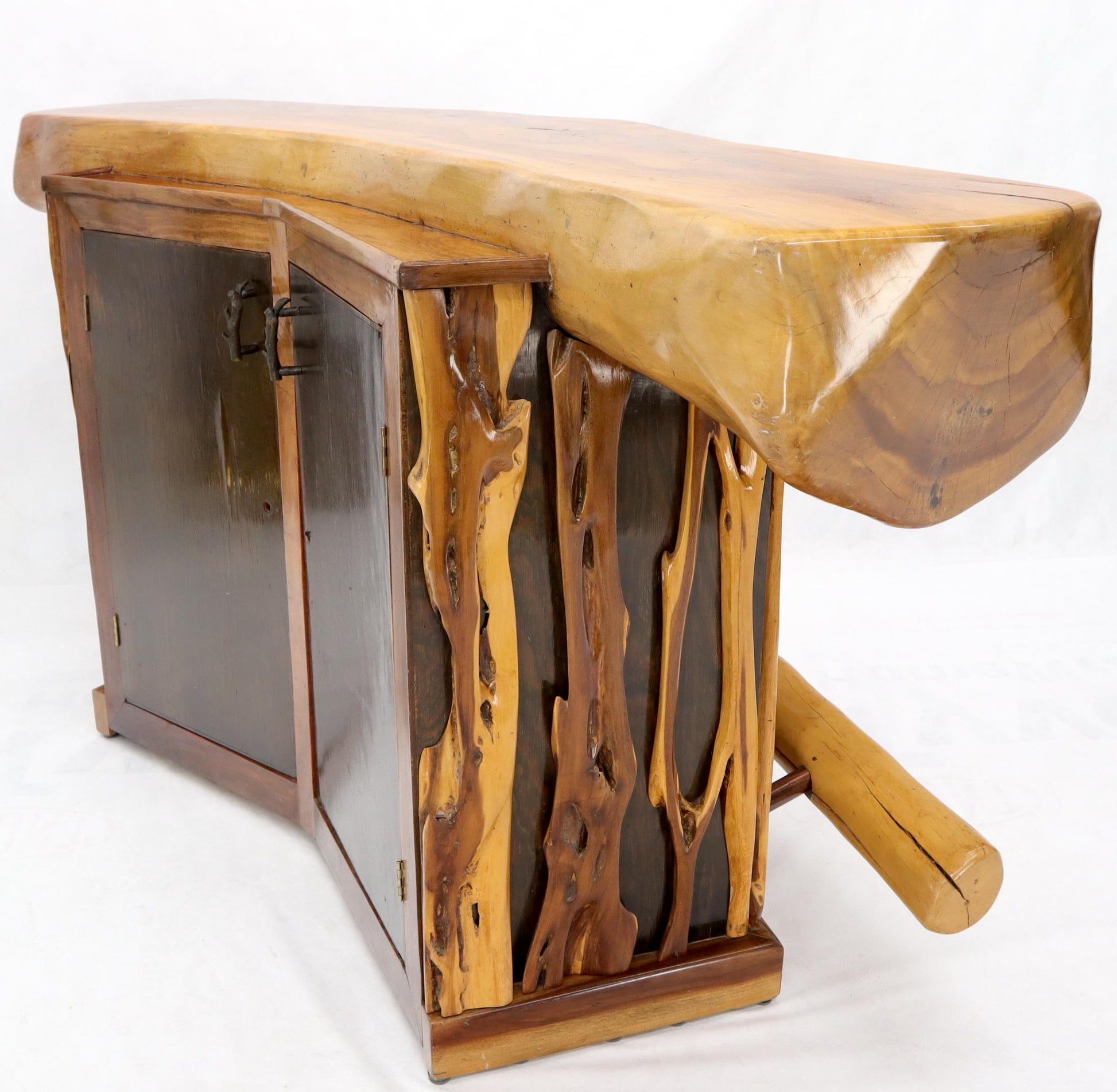 EstablishedLines Natural Organic Shape Thick Slab Top Rosewood Sides Cocktail Bar Liquor Cabinet