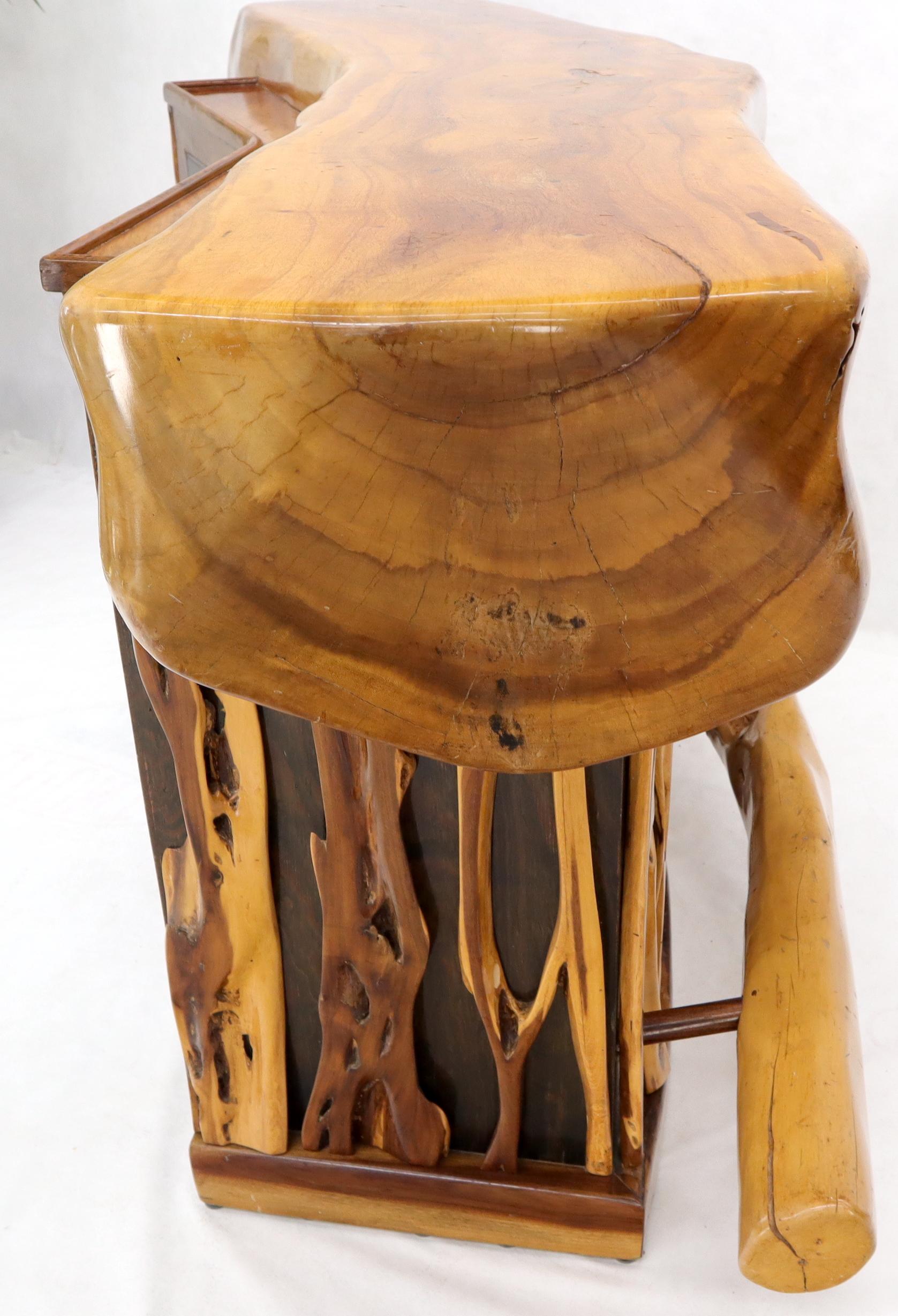EstablishedLines Natural Organic Shape Thick Slab Top Rosewood Sides Cocktail Bar Liquor Cabinet