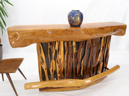 EstablishedLines Natural Organic Shape Thick Slab Top Rosewood Sides Cocktail Bar Liquor Cabinet