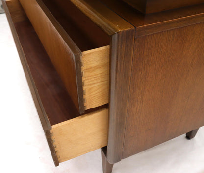 EstablishedLines Diamond Front Walnut Mid-Century Modern Double High Chest Dresser