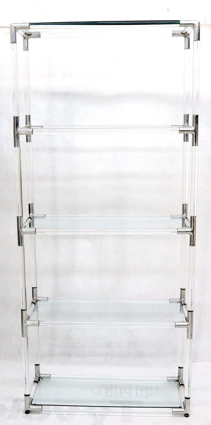 EstablishedLines 5-Tier Lucite and Glass Mid-Century Modern Étagère Shelf Wall Unit