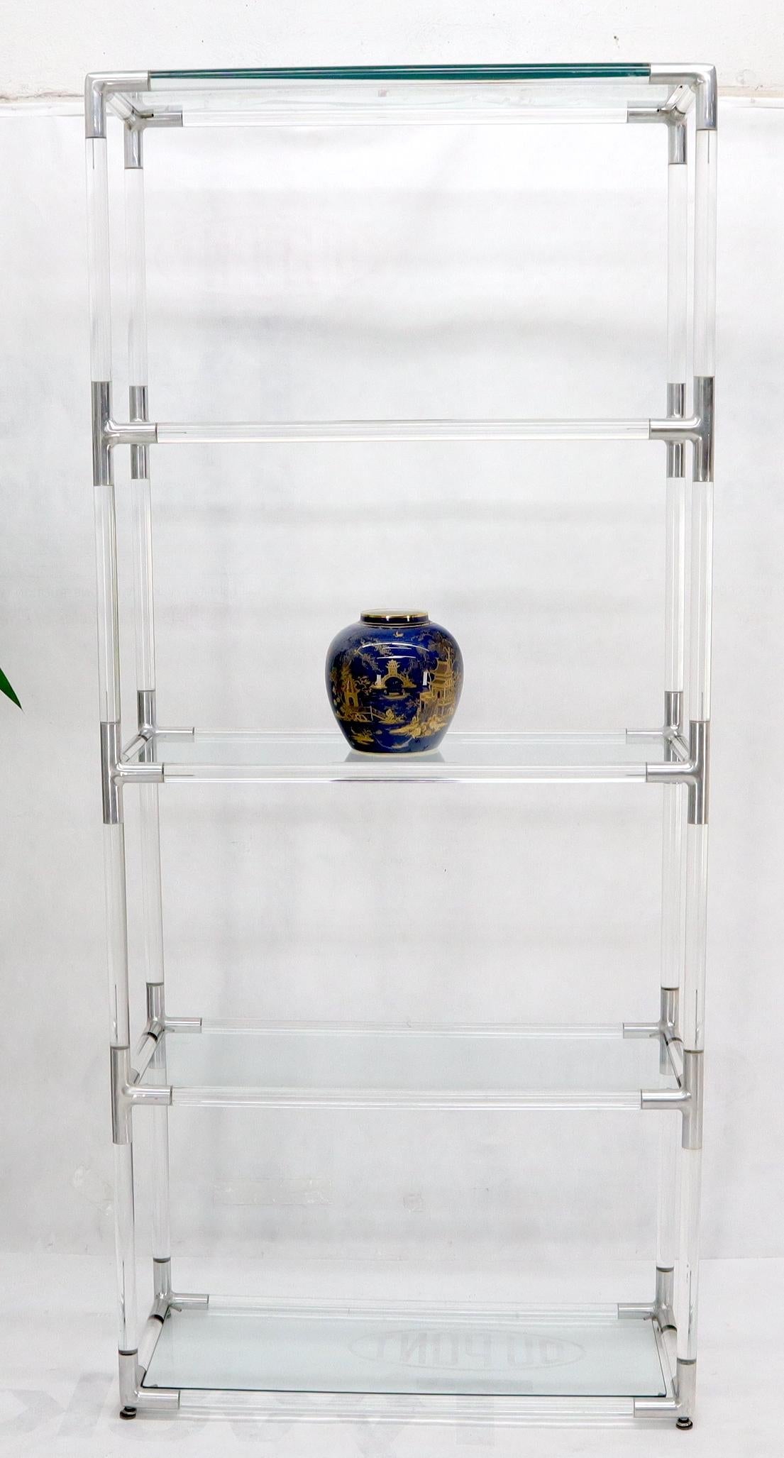 EstablishedLines 5-Tier Lucite and Glass Mid-Century Modern Étagère Shelf Wall Unit