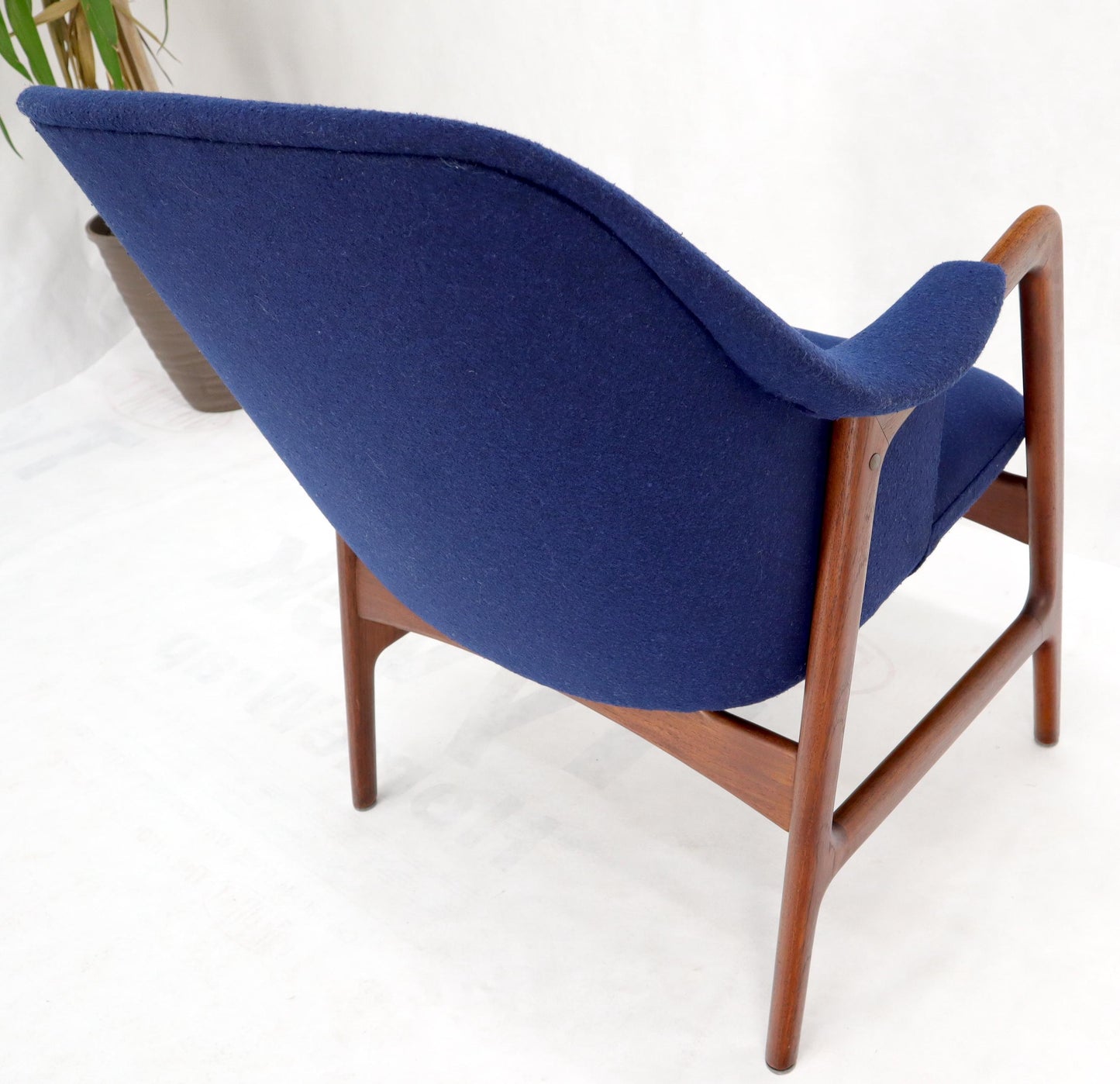 EstablishedLines New Blue Wool Upholstery Teak Frames Danish Mid-Century Modern Lounge Chairs
