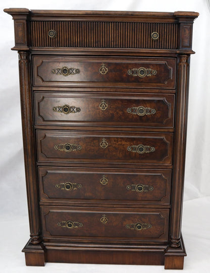 EstablishedLines Pair of Tall 6 Drawers Burl Wood Dressers