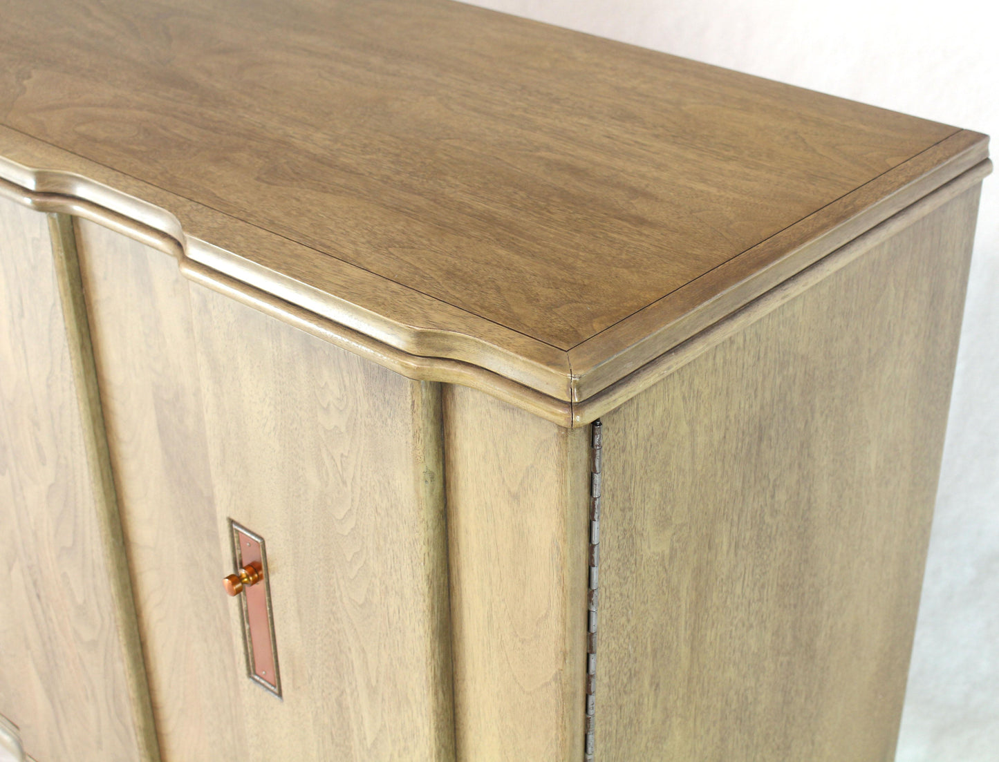 Horn Tone Cerused Finished Sideboard Credenza with Folding Double Doors