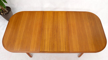 EstablishedLines Rectangle Round Corners Teak Midcentury Danish Modern Dining Table Pop Up Leaf